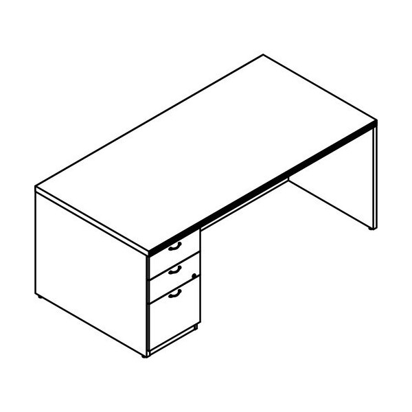 Groupe Lacasse Desk, Left Single Pedestal, BBF, 72inWx36inDx29-1/2inH, Sahara LAS72DUF3672SR - main